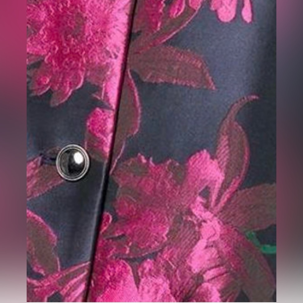 Isaac Mizrahi Pink, Emerald, Navy Floral Jacquard Jacket | XS-M | 42” Bust | New - Picture 4 of 8